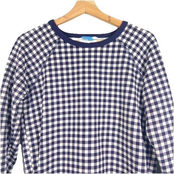 Draper James Natalie Sweatshirt Gingham Navy White Size M Checked Preppy Coastal - Picture 4 of 11